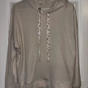 Ultra Flirt Beige Waffle Knit Hoodie